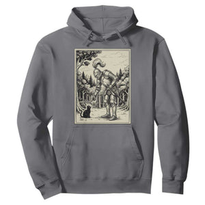 Funny Medieval Knight Boop Black Cat Hoodie Renaissance Fantasy Cat Lover