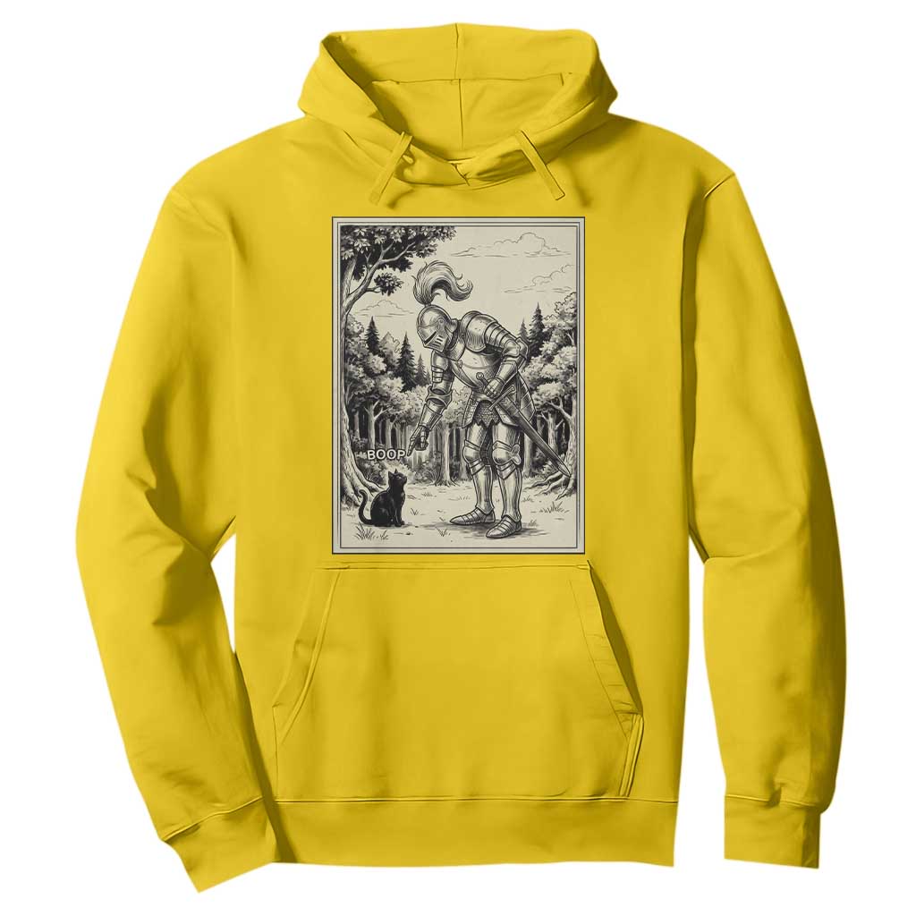 Funny Medieval Knight Boop Black Cat Hoodie Renaissance Fantasy Cat Lover