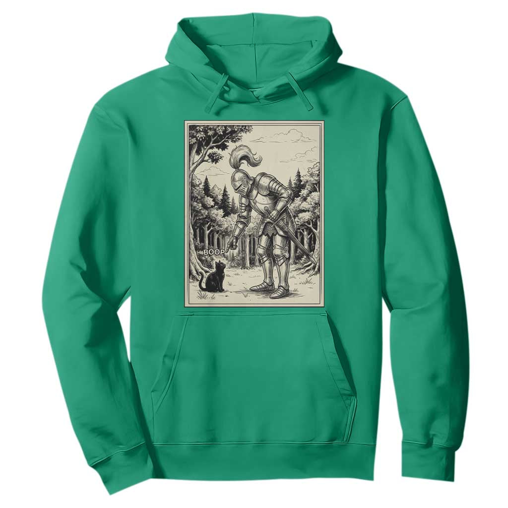 Funny Medieval Knight Boop Black Cat Hoodie Renaissance Fantasy Cat Lover