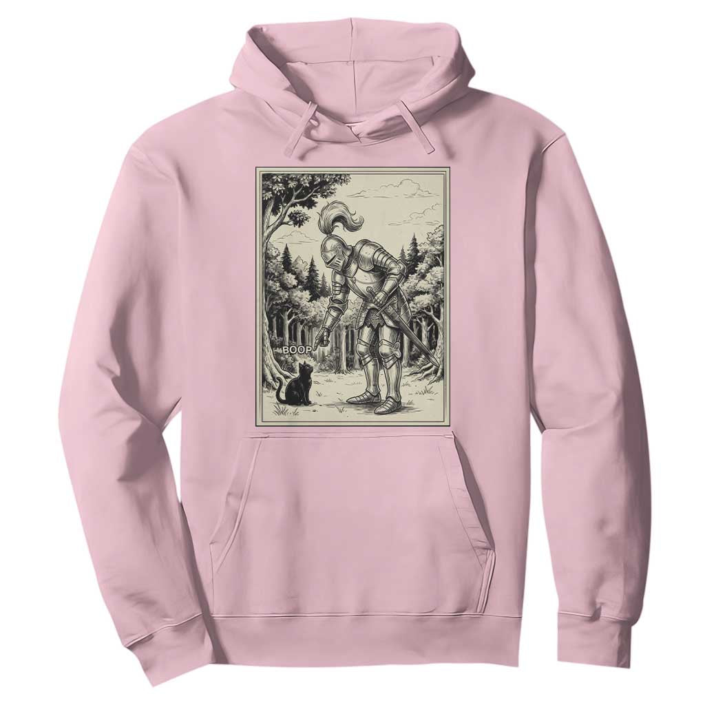 Funny Medieval Knight Boop Black Cat Hoodie Renaissance Fantasy Cat Lover