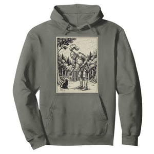 Funny Medieval Knight Boop Black Cat Hoodie Renaissance Fantasy Cat Lover