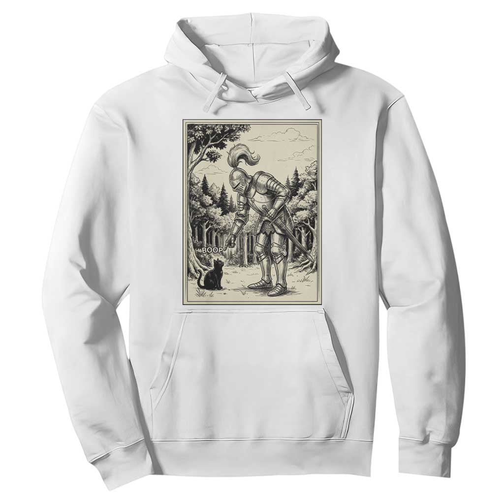 Funny Medieval Knight Boop Black Cat Hoodie Renaissance Fantasy Cat Lover TS12 White Print Your Wear