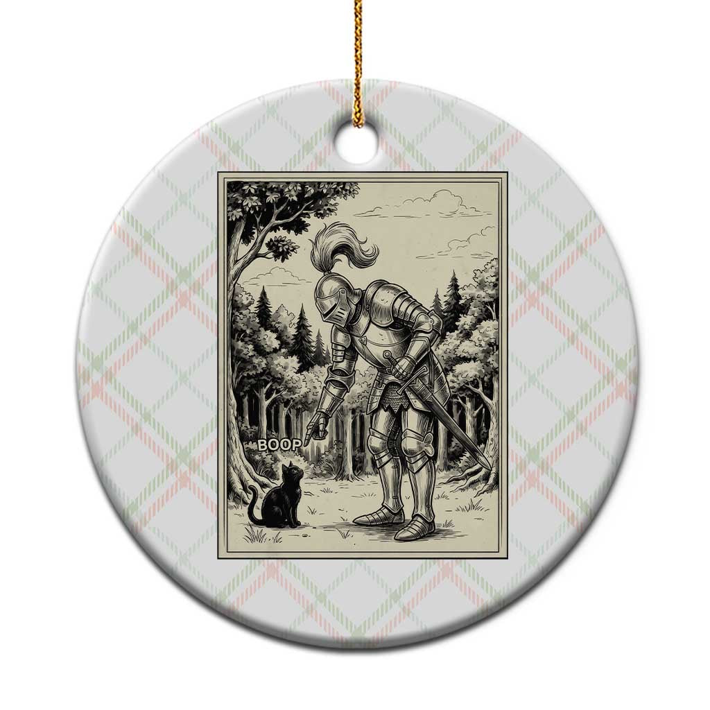 Funny Medieval Knight Boop Black Cat Ceramic Ornament Renaissance Fantasy Cat Lover