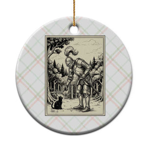 Funny Medieval Knight Boop Black Cat Ceramic Ornament Renaissance Fantasy Cat Lover