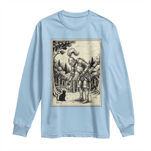 Funny Medieval Knight Boop Black Cat Long Sleeve Shirt Renaissance Fantasy Cat Lover