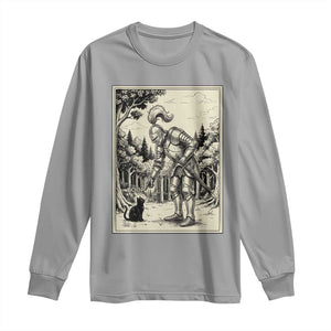 Funny Medieval Knight Boop Black Cat Long Sleeve Shirt Renaissance Fantasy Cat Lover