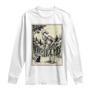 Funny Medieval Knight Boop Black Cat Long Sleeve Shirt Renaissance Fantasy Cat Lover
