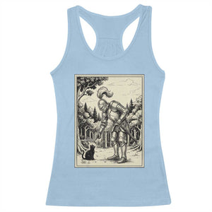 Funny Medieval Knight Boop Black Cat Racerback Tank Top Renaissance Fantasy Cat Lover