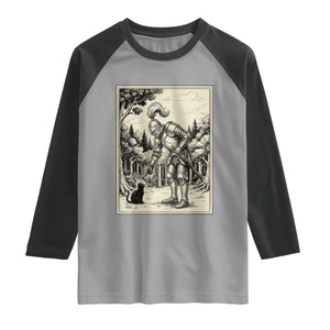 Funny Medieval Knight Boop Black Cat Raglan Shirt Renaissance Fantasy Cat Lover