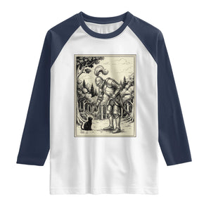 Funny Medieval Knight Boop Black Cat Raglan Shirt Renaissance Fantasy Cat Lover