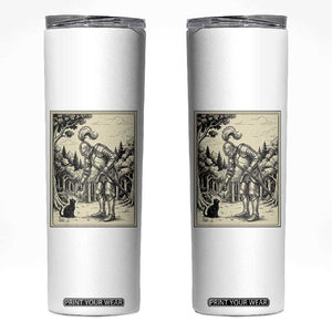 Funny Medieval Knight Boop Black Cat Skinny Tumbler Renaissance Fantasy Cat Lover