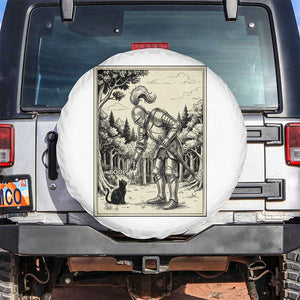 Funny Medieval Knight Boop Black Cat Spare Tire Cover Renaissance Fantasy Cat Lover
