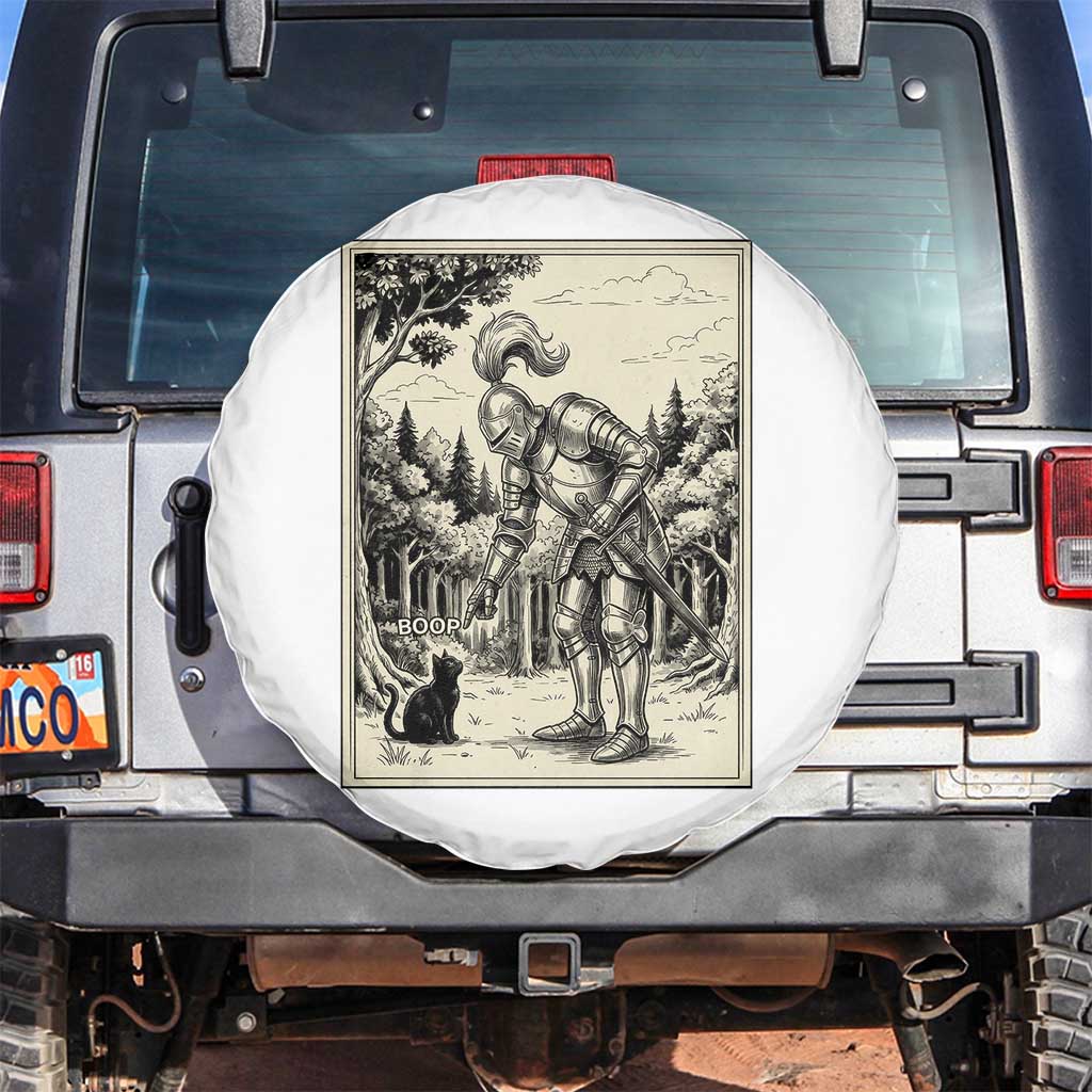 Funny Medieval Knight Boop Black Cat Spare Tire Cover Renaissance Fantasy Cat Lover TS12 No hole White Print Your Wear