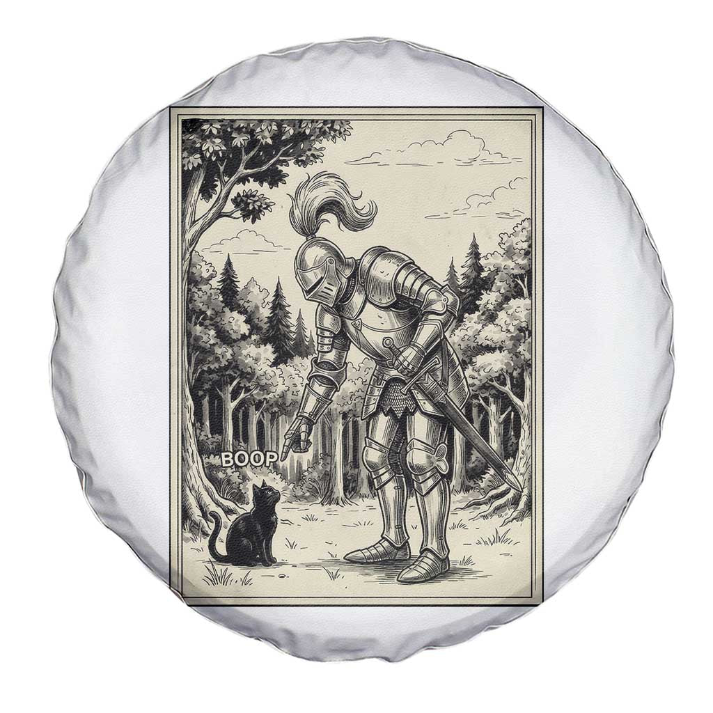 Funny Medieval Knight Boop Black Cat Spare Tire Cover Renaissance Fantasy Cat Lover