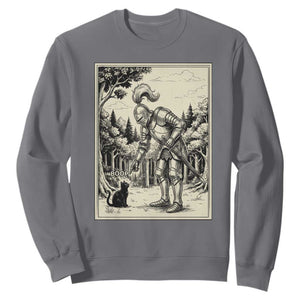 Funny Medieval Knight Boop Black Cat Sweatshirt Renaissance Fantasy Cat Lover