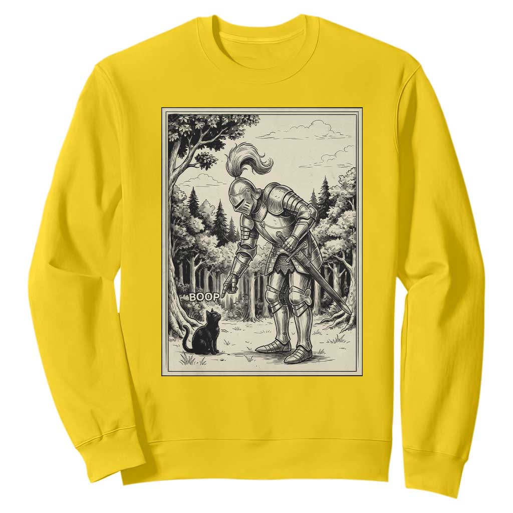 Funny Medieval Knight Boop Black Cat Sweatshirt Renaissance Fantasy Cat Lover