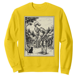 Funny Medieval Knight Boop Black Cat Sweatshirt Renaissance Fantasy Cat Lover