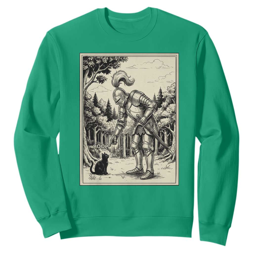 Funny Medieval Knight Boop Black Cat Sweatshirt Renaissance Fantasy Cat Lover