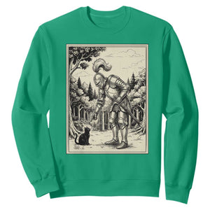 Funny Medieval Knight Boop Black Cat Sweatshirt Renaissance Fantasy Cat Lover