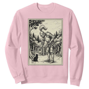 Funny Medieval Knight Boop Black Cat Sweatshirt Renaissance Fantasy Cat Lover
