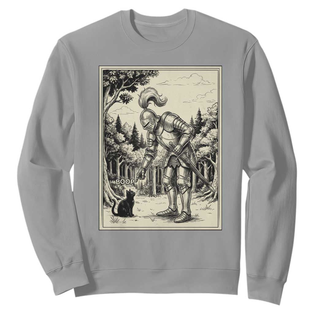 Funny Medieval Knight Boop Black Cat Sweatshirt Renaissance Fantasy Cat Lover