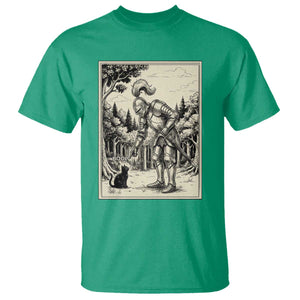 Funny Medieval Knight Boop Black Cat T Shirt Renaissance Fantasy Cat Lover