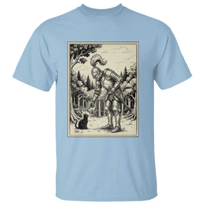 Funny Medieval Knight Boop Black Cat T Shirt Renaissance Fantasy Cat Lover