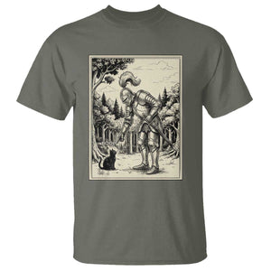 Funny Medieval Knight Boop Black Cat T Shirt Renaissance Fantasy Cat Lover