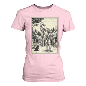 Funny Medieval Knight Boop Black Cat T Shirt For Women Renaissance Fantasy Cat Lover