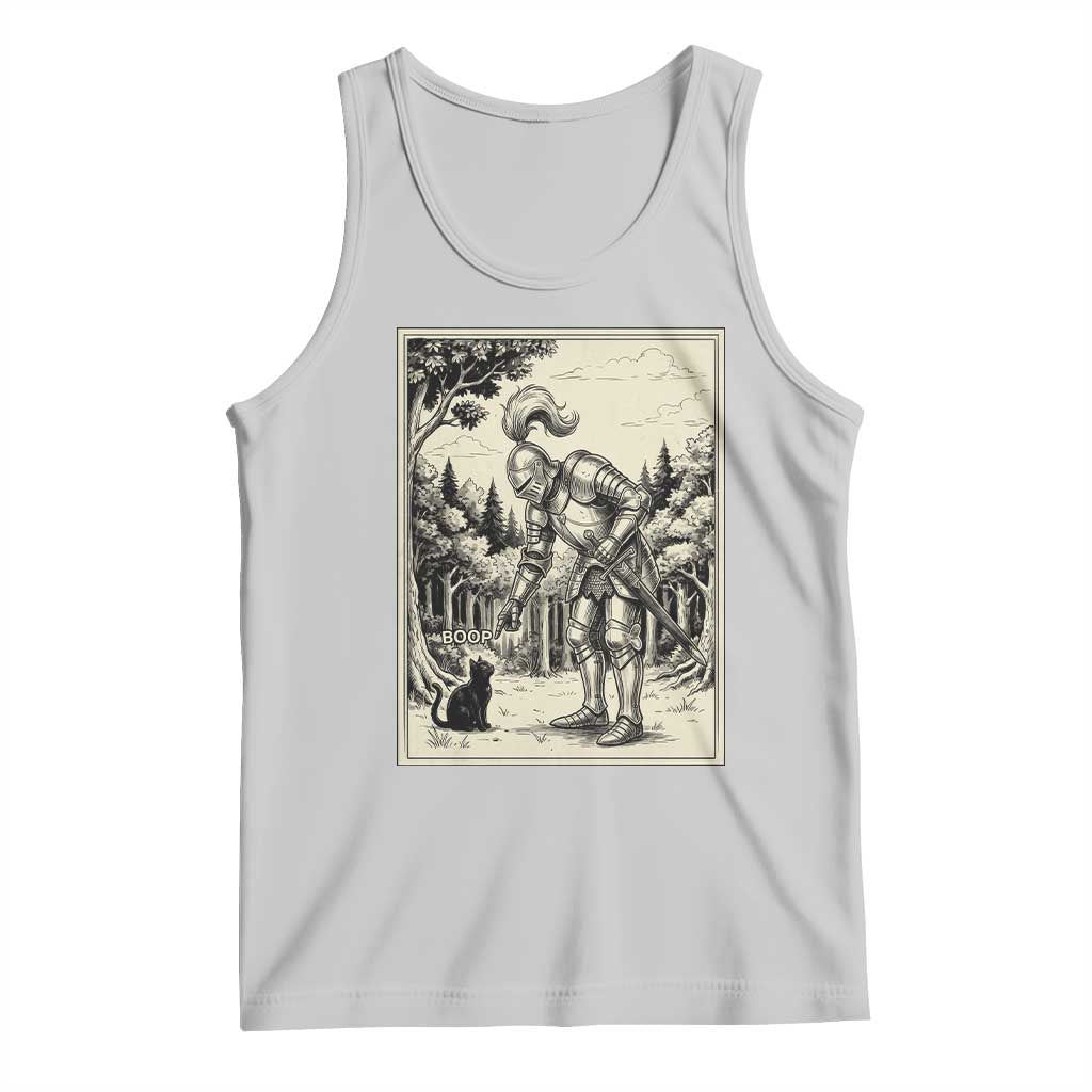 Funny Medieval Knight Boop Black Cat Tank Top Renaissance Fantasy Cat Lover