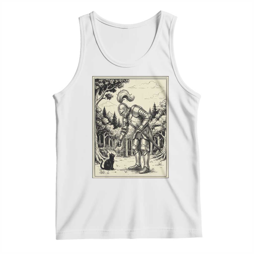 Funny Medieval Knight Boop Black Cat Tank Top Renaissance Fantasy Cat Lover TS12 White Print Your Wear