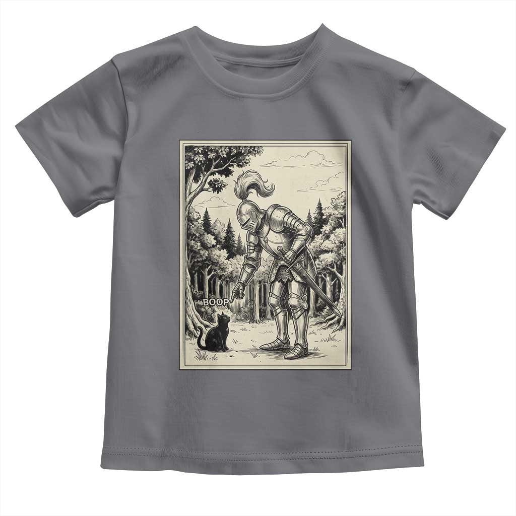 Funny Medieval Knight Boop Black Cat Toddler T Shirt Renaissance Fantasy Cat Lover