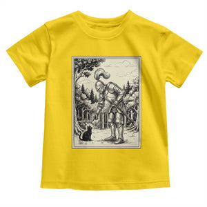 Funny Medieval Knight Boop Black Cat Toddler T Shirt Renaissance Fantasy Cat Lover