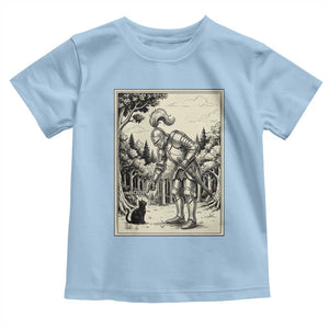 Funny Medieval Knight Boop Black Cat Toddler T Shirt Renaissance Fantasy Cat Lover