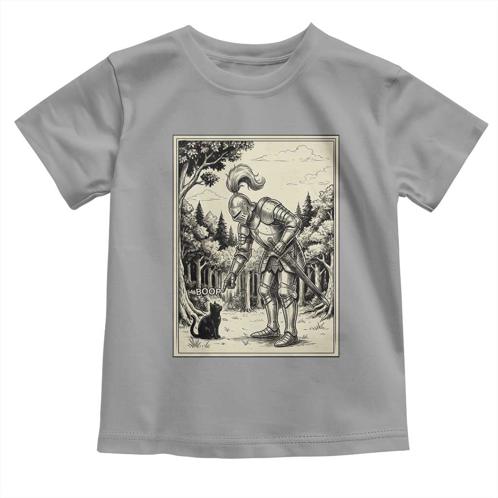 Funny Medieval Knight Boop Black Cat Toddler T Shirt Renaissance Fantasy Cat Lover