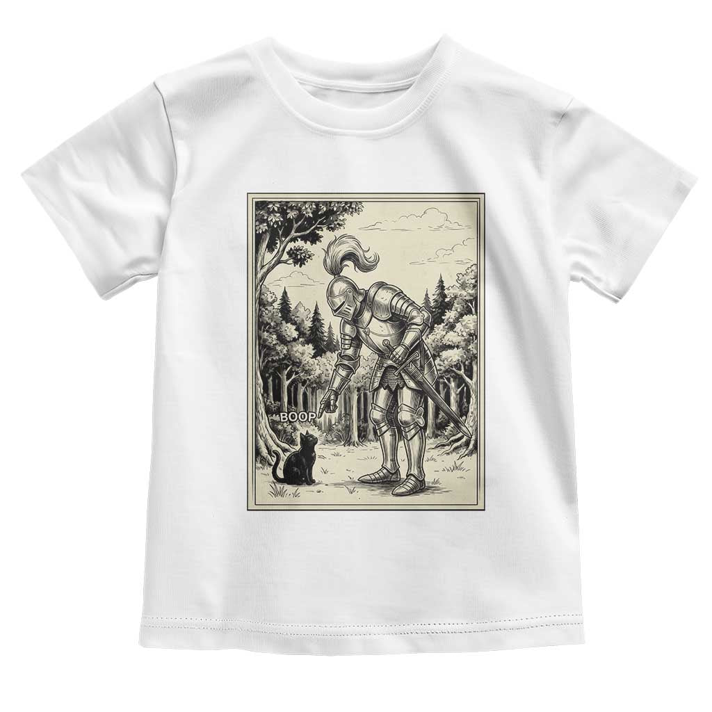 Funny Medieval Knight Boop Black Cat Toddler T Shirt Renaissance Fantasy Cat Lover TS12 White Print Your Wear