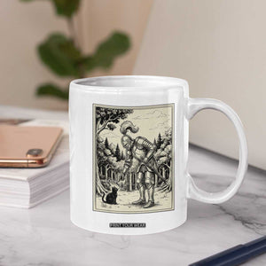 Funny Medieval Knight Boop Black Cat Coffee Mug Renaissance Fantasy Cat Lover