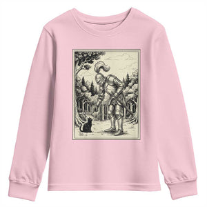 Funny Medieval Knight Boop Black Cat Youth Sweatshirt Renaissance Fantasy Cat Lover