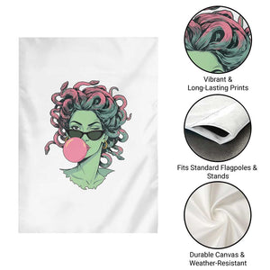 Winking Medusa In Sunglasses Blowing Bubble Gum Garden Flag Funny Greek Mythology Pop Art
