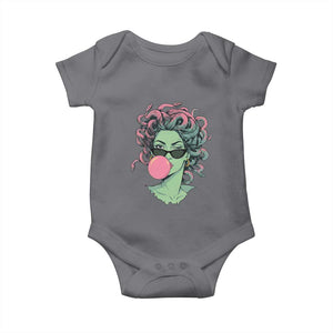 Winking Medusa In Sunglasses Blowing Bubble Gum Baby Onesie Funny Greek Mythology Pop Art