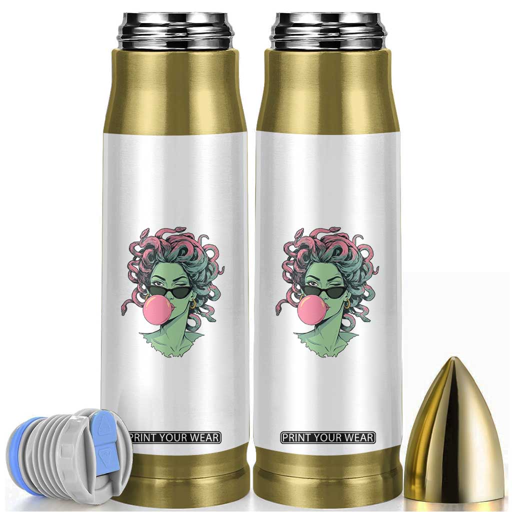Winking Medusa In Sunglasses Blowing Bubble Gum Bullet Tumbler Funny Greek Mythology Pop Art TS12 White Print Your Wear