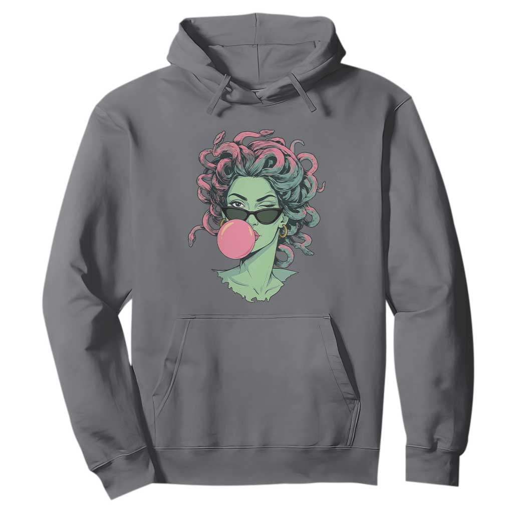 Winking Medusa In Sunglasses Blowing Bubble Gum Hoodie Funny Greek Mythology Pop Art