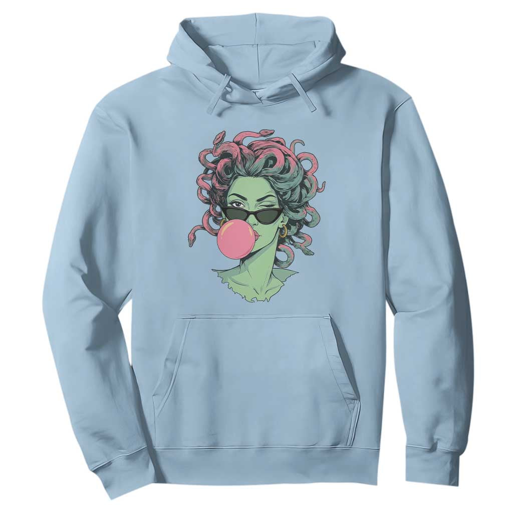 Winking Medusa In Sunglasses Blowing Bubble Gum Hoodie Funny Greek Mythology Pop Art