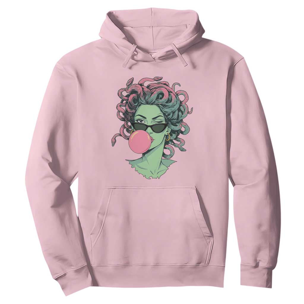 Winking Medusa In Sunglasses Blowing Bubble Gum Hoodie Funny Greek Mythology Pop Art