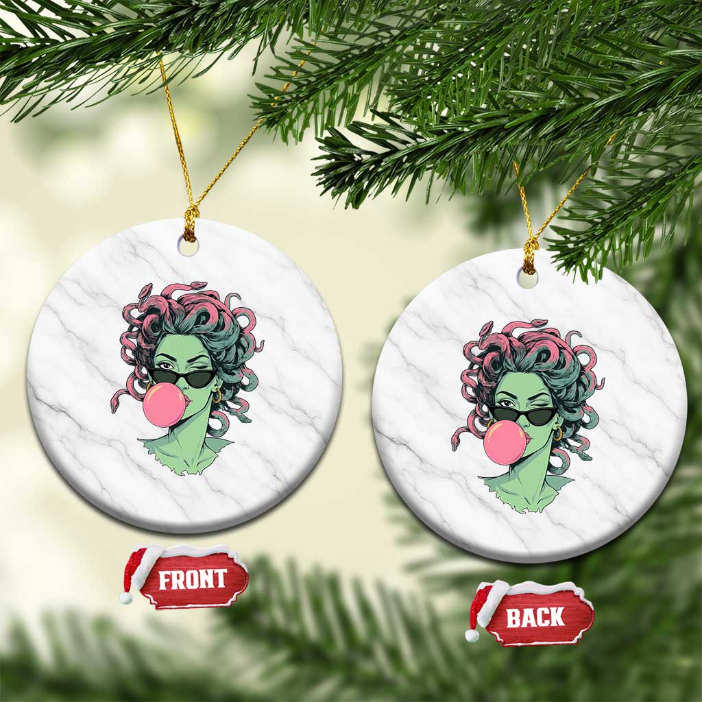 Winking Medusa In Sunglasses Blowing Bubble Gum Ceramic Ornament Funny Greek Mythology Pop Art TS12 1pc White Marble Print Your Wear