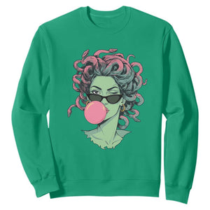 Winking Medusa In Sunglasses Blowing Bubble Gum Sweatshirt Funny Greek Mythology Pop Art