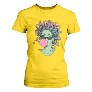 Winking Medusa In Sunglasses Blowing Bubble Gum T Shirt For Women Funny Greek Mythology Pop Art