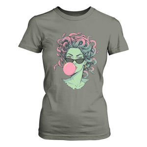 Winking Medusa In Sunglasses Blowing Bubble Gum T Shirt For Women Funny Greek Mythology Pop Art