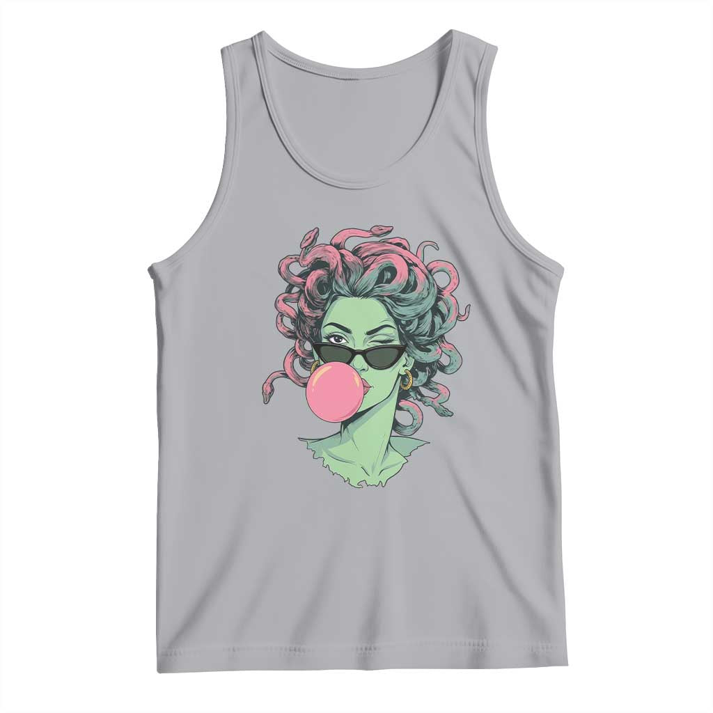 Winking Medusa In Sunglasses Blowing Bubble Gum Tank Top Funny Greek Mythology Pop Art
