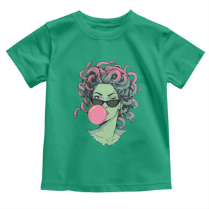 Winking Medusa In Sunglasses Blowing Bubble Gum Toddler T Shirt Funny Greek Mythology Pop Art